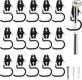 15 Pack Broom Holder Wall Mount - Heavy Duty Metal S Hooks with Anti-Slip Coating, Tool Hangers for Garage, Shed & Garden Organization, Includes Screws & Anchors