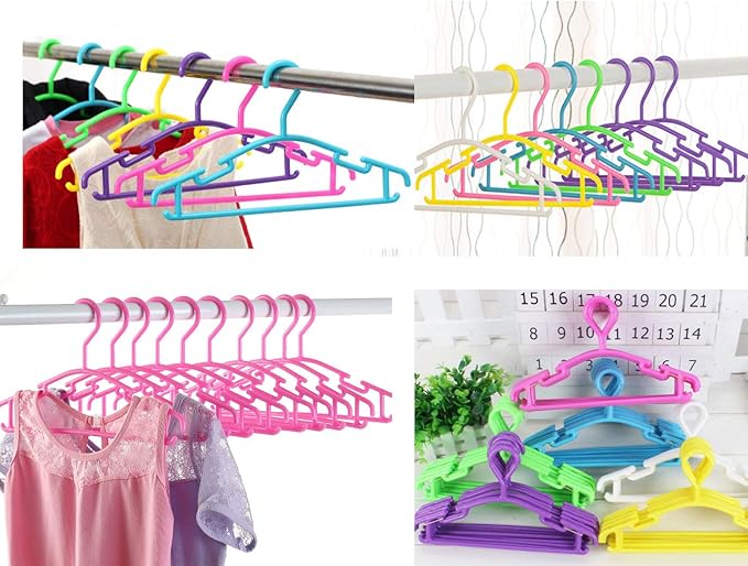 YYaaloa 60pcs Kids Clothes Hangers (6 Colors) Baby Clothes Hangers Childrens Plastic Infant Hangers Very Durable Kids Hangers Toddler's Hangers (6 colors-60pcs)