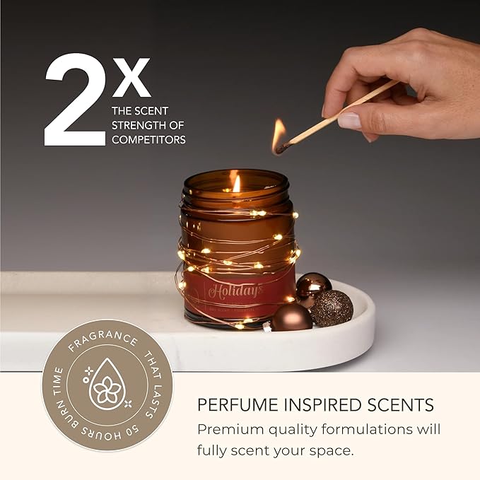 Bia Candle Co Soy Blend Candle, Spruce Berries & Sweet Orange Peel with Cinnamon, Clove & Nutmeg Over Pine & Vanilla – Clean Burn, Lead-Free Cotton Wick – Holidays, 7 oz