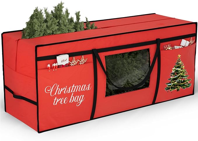 VERONLY Christmas Tree Storage Bag for 7.5FT Artificial Tree, Heavy Duty 600D Oxford Fabric with PVC Window and Exterior Pockets, Dust Moisture Proof Protection with Reinforced Handles
