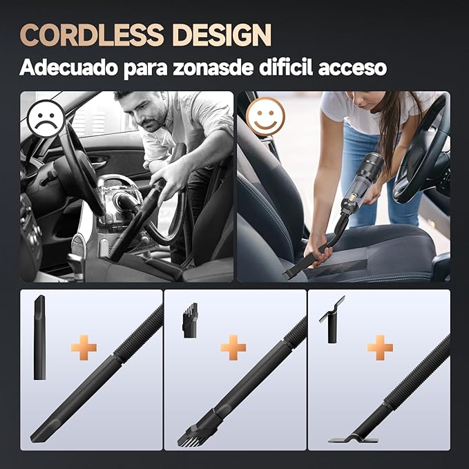 AIPROIN Car Vacuum Portable Cordless, Foldable Handheld Vacuum with Brushless Motor, 22000PA High Power Mini Hand Vacuum Cleaner & Air Blower & Duster & Pump for Home, Pet, Office