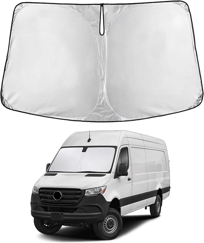 EcoNour Windshield Sun Shade Compatible for Mercedes Sprinter 2007–2026 | Van Front Window Sunshade | Heavy-Duty Foldable Sun Visor Protector | UV & Heat Blocking | Reduces Interior Heat