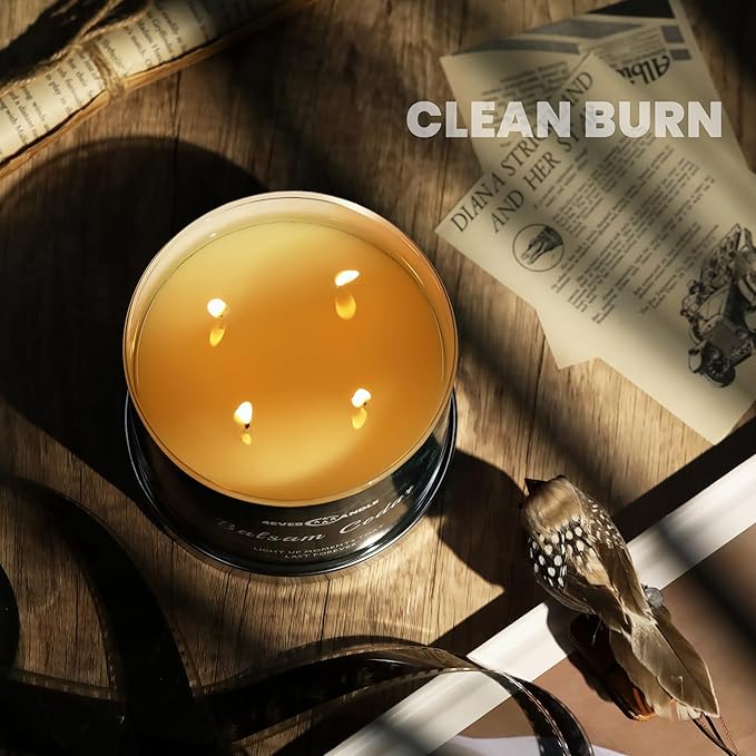 4EVER Scented Candles | 4-Wick 18oz Soy Wax Candle | Up to 50Hrs Clean Burn | Aromatherapy Candles for Home Scented | Gifts for Women & Mom, Balsam Cedar