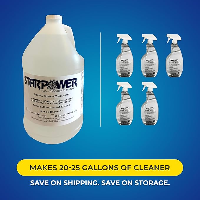 STARPOWER SUPER CLEANER/DEGREASER Concentrate - Heavy Duty Multi Surface Grease, Oil, Grime Remover, 1 Gallon