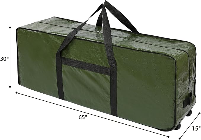 HOMEST Christmas Tree Storage Bag, Fits for 7.5-9 ft Xmas Artificials, Zippered Bag with Reinforced Carrying Handles and Wheels, Green (Bag Only)
