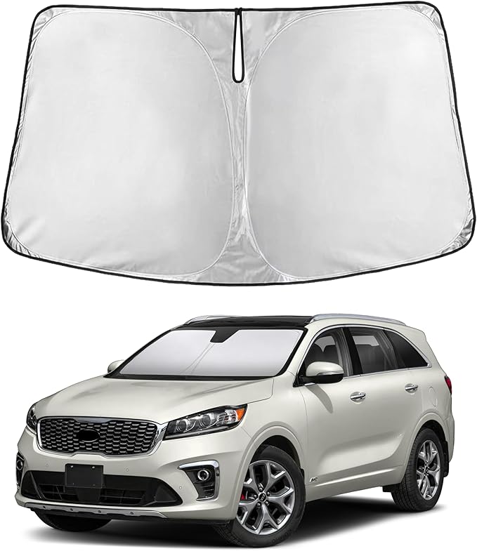EcoNour Windshield Sun Shade for Kia Sorento 2016–2020 | Front Window Sunshade | Foldable Car Sun Protector | Blocks UV Rays & Keeps Interior Cooler