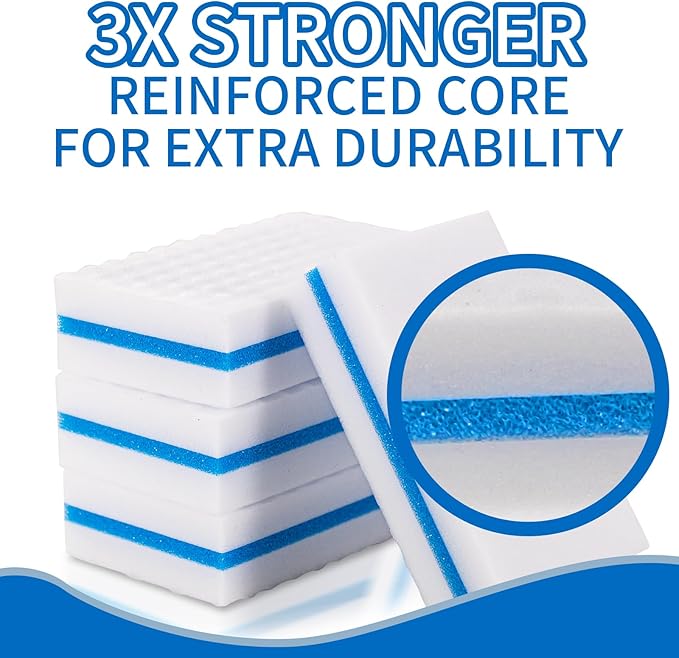 M. Neat Upgrade Melamine Sponge, 20 Pack Extra Thick More Lasting 3X Density Premium Magic Sponge Eraser, Multi Surface Power Scrubber Foam Stain and Mark Removal Cleaning Pads