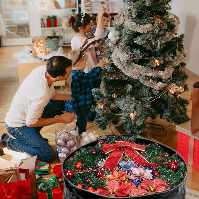 ProPik Christmas Wreath Storage Bag 30" - Garland Holiday Container with Tear Resistant Material - Featuring Heavy Duty Handles and Transparent Card Slot - 2 Pack (30 Inch, Green)