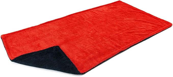 Autofiber Dreadnought Max Triple Layer Microfiber Car Drying Towel, Twist Pile and 1400GSM - Pack of 1, Red/Black (20 inch x 40 inch)