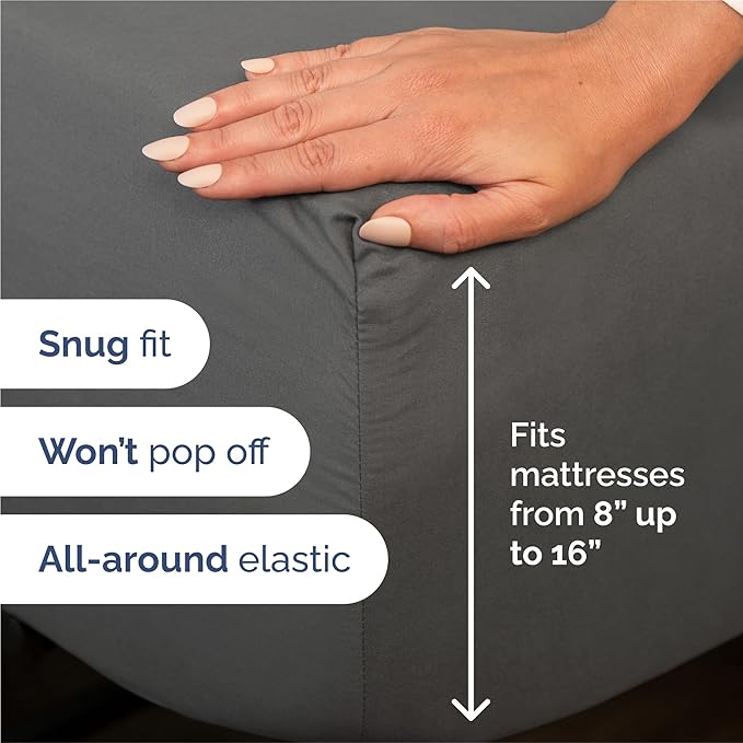 Split King 7 Piece Sheet Set - Comfy Breathable & Cooling - Soft Hotel Luxury Bedding Set with 8-16 Inch Deep Pockets - 1 Flat & 2 Fitted Sheet & 4 Pillowcases - Wrinkle Free & Easy Care - Charcoal