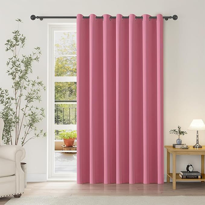 ChrisDowa Room Divider Curtain 84 Inches Long, Wide Blackout Sliding Door Curtain for Bedroom, Room Darkening Privacy Window Curtain for Patio Door (1 Panel Set, Pink, 100 x 84 Inch)
