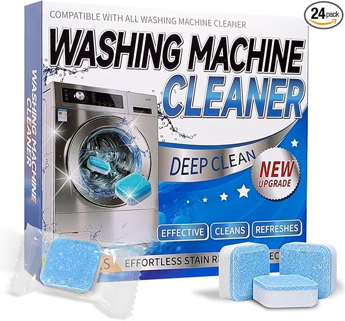 Luvoar Washing Machine Cleaner Tablets–24 Packs,Deep Cleaning Tablets For HE Front Loader & Top Load Washer,Clean Inside Drum and Laundry Tub Seal-1Year Supply