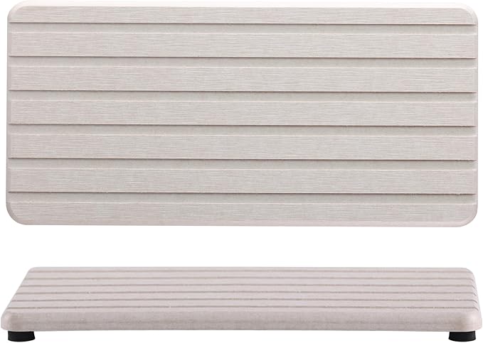 NiuYichee 2 PCS Water Absorbent Diatomite Coasters Rectangle, Grooved Design, Water Absorbing Stone Used for Hand Soaps & Plants & toiletries in The Modern Home
