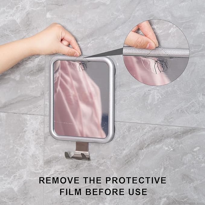 Ettori Shower Mirror Fogless for Shaving- with 4 Suctions, Anti Fog Mirror for Shower, Bathroom, Vanity, Bathtub, Razor Holder for Men