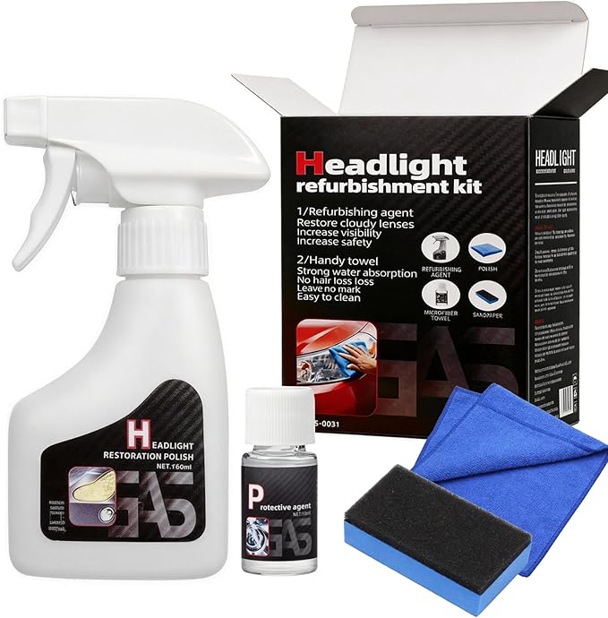 ZMHUM Headlight Restoration Kit - Removes Oxidation & Yellowing for Safer Night Driving Perfect for Drivers Everyday Car - Care Great 180ml Spray（6oz）