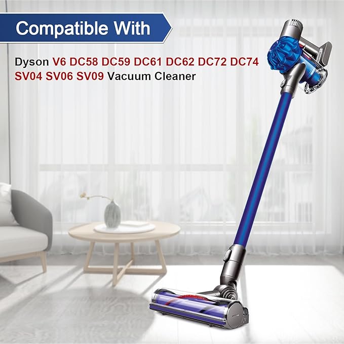 Garbage fighter Vacuum Attachments Quick-Release Motorhead Cleaner for Dyson V6 DC58 DC59 DC61 DC62 DC72 DC74 Models Cleaner SV04 SV06 SV09 Replacement Part Electric Head for Hardwood Floor Carpets