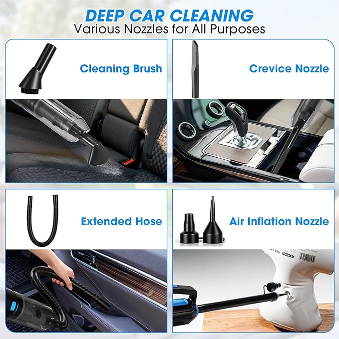 vioview 25PCS Car Cleaning Kit, Car Detailing Kit Interior with High Power Handheld Vacuum Cleaner, Windshield Cleaner, Cleaning Gel, Professional Auto Accessories for Men, Women