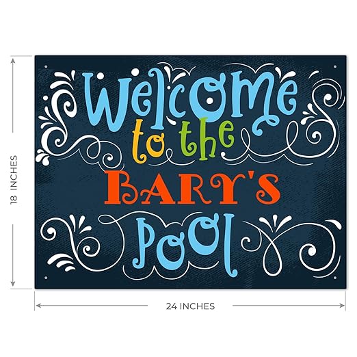 Custom Pool Sign, Welcome to The Pool Fun Colors for Pool Décor Sign, 18x24 Inches, Rust Free .063 Aluminum, Fade Resistant, Made in USA by Sigo Signs