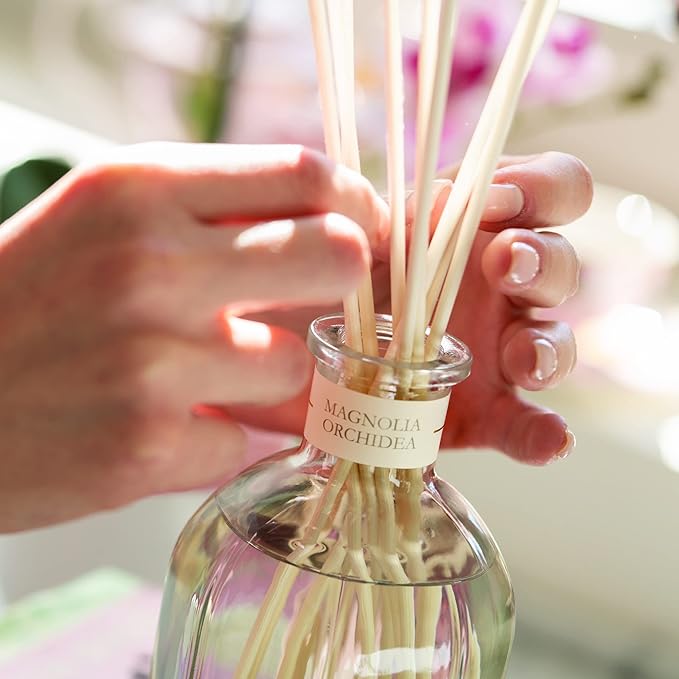 Dr. Vranjes – Magnolia Orchidea Refill 500ml + Double Pack of White Sticks (3 Pieces Bundle) – Luxury Home Fragrance, Made in Italy, Main Scent Floral: Magnolia and Orchid