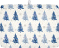 ABSOP Winter Dish Drying Mat 16 x 18 Inch Blue Tree Dish Drying Pad Absorbent Microfiber Mats for Snowflake Dish Rack Pad for Holiday Kitchen Counter Coffee Bar Decor