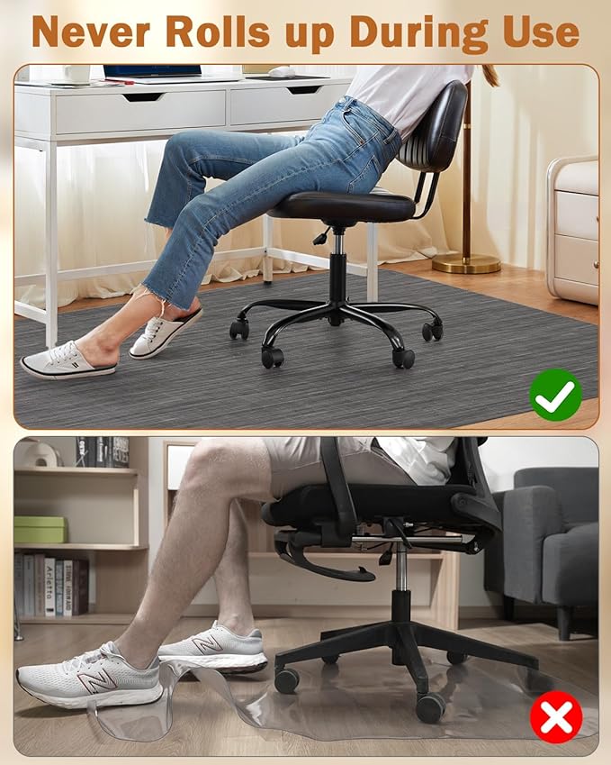 Blvornl Office Chair Mat for Hardwood Floor, 47.2"*60" Desk Computer Chair Mat for Hard Wood, Large Anti-Slip Hard Floor Protector for Rolling Chair, PVC Desk Rug for Office Black