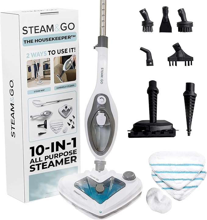 Steam & Go 10-in-1 Multi-Surface Steam Mop - Deep Clean & Sanitize with Heat