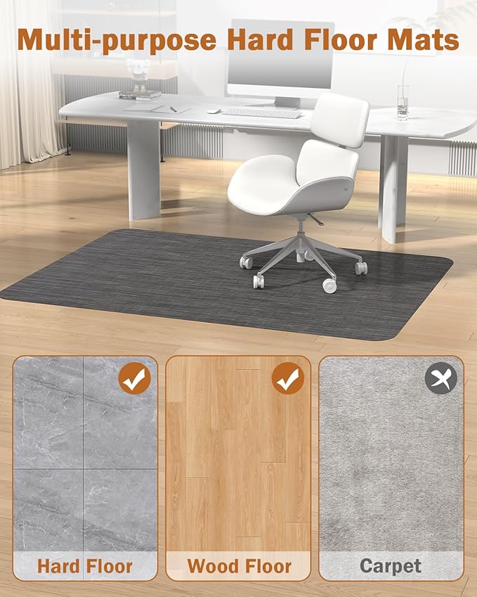 Blvornl Office Chair Mat for Hardwood Floor, 47.2"*60" Desk Computer Chair Mat for Hard Wood, Large Anti-Slip Hard Floor Protector for Rolling Chair, PVC Desk Rug for Office Black