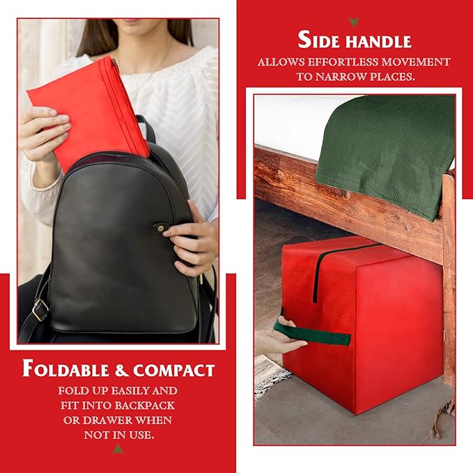 Christmas Tree Storage Bag, 9ft Artificial Xmas Tree Storage Box, Waterproof Oxford Material with Durable Handles & Zipper, Protects from Moisture & Dust (Red)