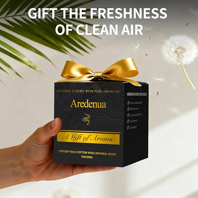 Clean & Pure Cotton Odor Eliminating Candles | Eliminates 95% of Pet, Bad Smell & Bathroom Odors – 7 oz Hand Poured Non-Toxic Soy Candle - Fresh Air Scented Candle Gentle for Pet - Gifts for Families