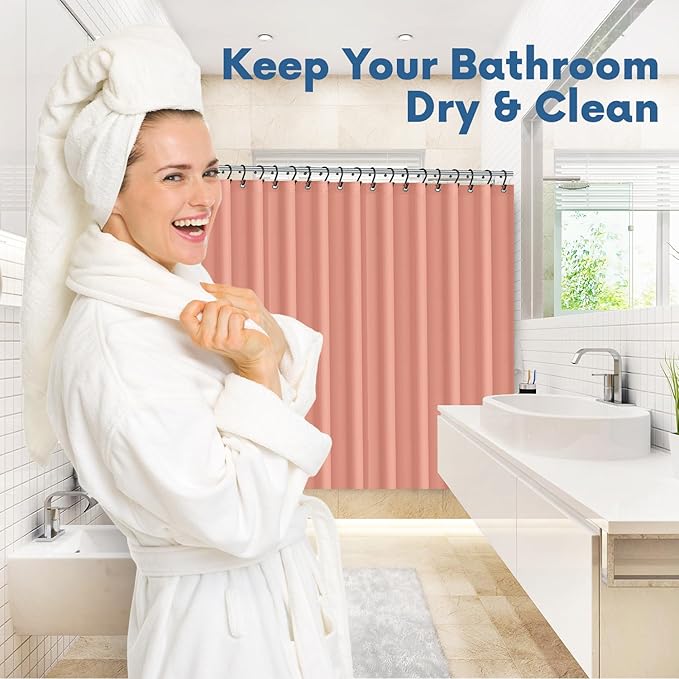 Premium Shower Curtain Liner, 72"W X 70"H - PVC-Free, 6G PEVA Shower Curtain with 12 Rust Proof Grommets And Magnet-weighted Bottom Hem - Moisture Stain Proof Shower Curtain Liner (Peach)