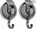 2 Pack Suction Cup Hooks for Shower, Bathroom, Kitchen, Glass Door, Mirror, Tile – Loofah, Towel, Coat, Bath Robe Hook Holder for Hanging – Waterproof Wreath Hanger (2Pack, Gun-Grey)