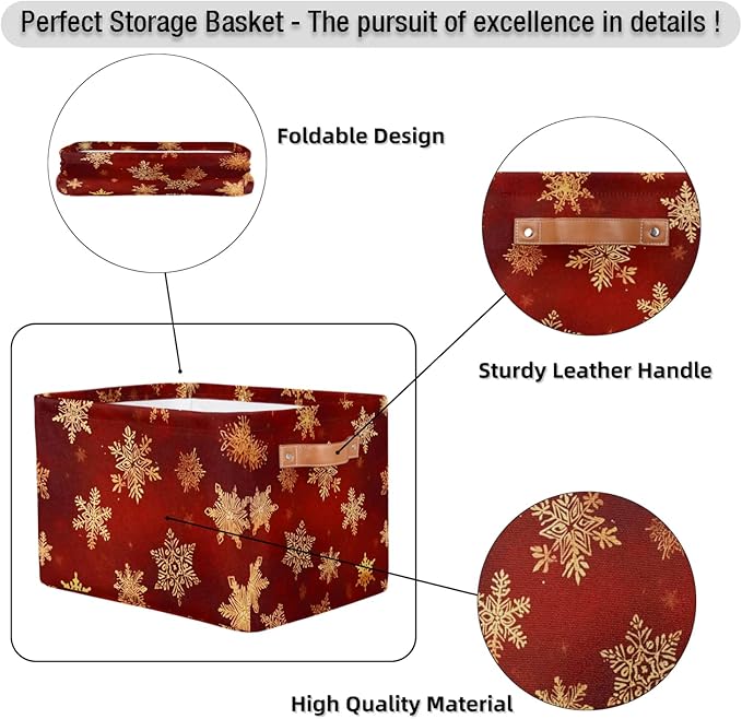 Red Storage Baskets Foldable Red Storage Box Bin,Waterproof Open Shelves Basket Clothing Organizer Toy Basket for Bedroom Home Decor