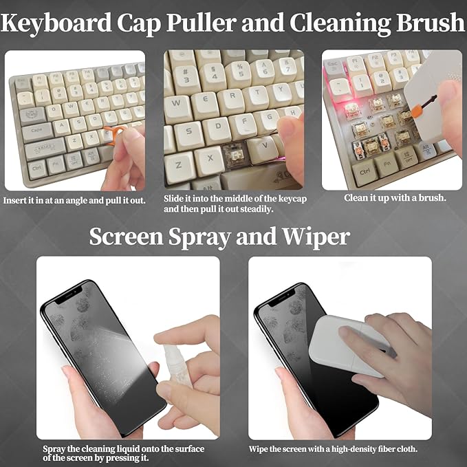 Cell Phone Camera Tablet Touch Screen Cleaner for iPhone Speaker, Hatstart Laptop Computer PC Keyboard Brush Cleaning kit for MacBook Airpods iPad MacBook, All in One Electronic Cleans Kits for Gamer