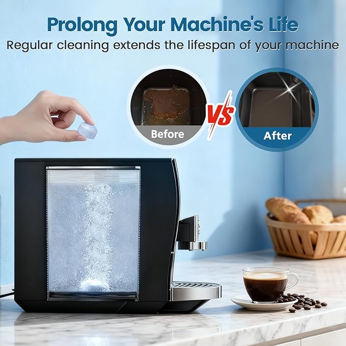 CPLIKE 24 Tablets Coffee Machine Cleaning Tablets Compatible with Jura Automatic Coffee Centers Machines, High Efficiency Cleaning and Longer Life Span, Park# 64308