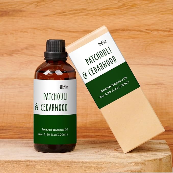 Patchouli & Cedarwood Fragrance Oil, 100ML Premium Fragrance Oil for Soap & Candle Making, MitFlor Single Scented Oil for Diffuser, Masculine Home Fragrance