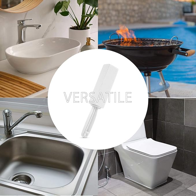 2 Pack Pumice Stone for Toilet Bowl Cleaning with Handle, Scouring Stick Remove Toilet Bowl Hard Water Rings, Calcium Buildup and Rust for Cleaning Toilet, Bathroom, Kitchen Sink, Grill (White)
