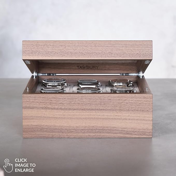 TAWBURY Luxury Wooden Watch Box for Men – Watch Organizer for Men | Watch Holder Organizer for Men | Mens Watch Case 6 Slot | Men Watch Box 6 Slot | Men Watch Storage Box | Small Watch Box Unisex