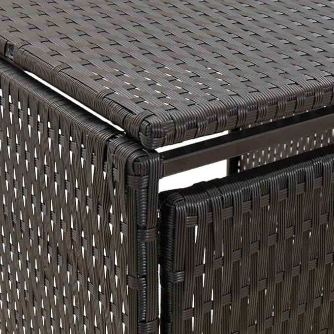 Quadruple Wheelie Bin Shed Garbage Can Storage Shed, PE Trash Container Management Unit, Outdoor Patio Recycling Dustbin Trash Shed, Black 107.9"x31.5"x46.1" Poly Rattan
