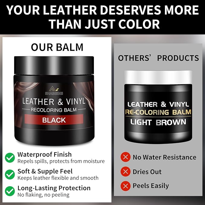 SHABEIBEI Leather Recoloring Balm with 100ml Mink Oil, Black Leather Repair Kit and Scratch Remover for Furniture, Car Seats, Sofas, Dye & Restorer for Couches, Vinyl, PU, Faux