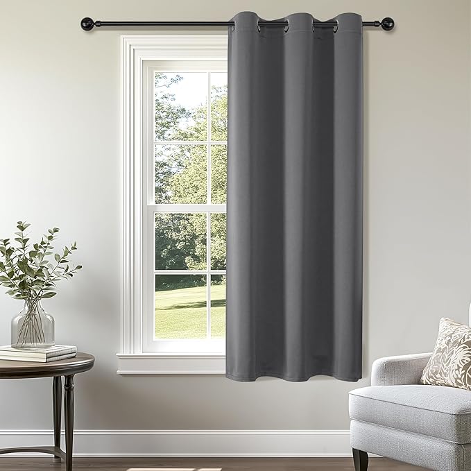 ChrisDowa Small Window Curtains 40 inches Long for Bedroom - Grommet Short Thermal Insulated Room Darkening Curtains for Kitchen (1 Panel, Grey, 29 x 40 Inch)