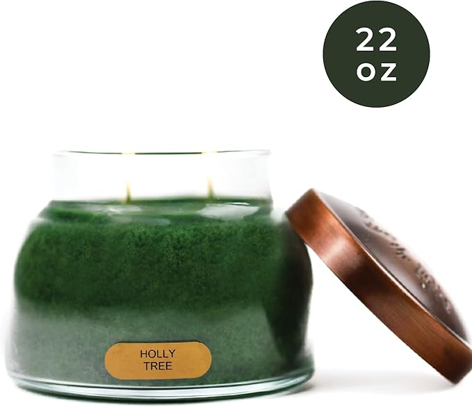 A Cheerful Giver - Holly Tree Mama Scented Glass Jar Candle (22oz) with Lid & True to Life Fragrance Made in USA
