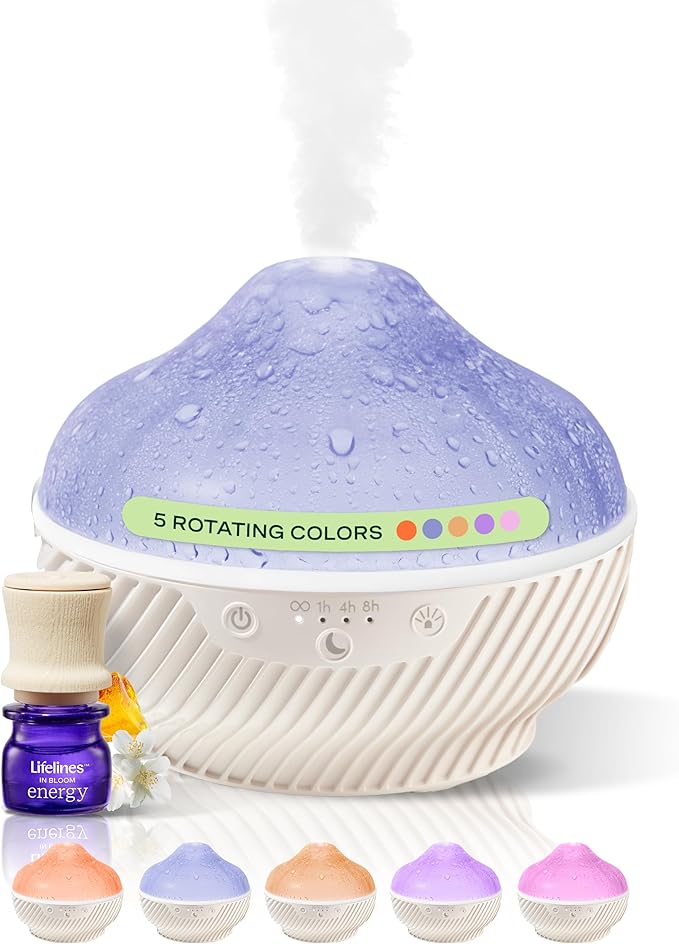Lifelines Cloud Ultrasonic Essential Oil Diffuser with Essential Oil Blend, 300ml - Aromatherapy Diffuser with Soothing Mesmerizing Raindrop Effect & Auto-Shutoff Feature - Home & Bedroom Essentials