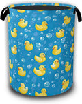 Laundry Hamper,Funny Yellow Duck Laundry Baskets,Waterproof Oxford Cloth Toy Storage for Bedroom,Bathroom,Nursery,16x20.8 Inch