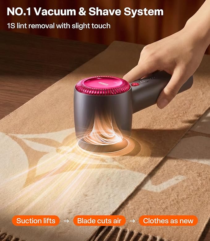 TORRAS Rechargeable Fabric Shaver Electric Lint Remover 3-Speed Remove Fuzz, Pilling for Cashmere, Wool, Clothes, Sweater, Coat, Furniture, Clothes depiller with Replacement Blades