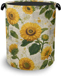 Vintage Sunflowers Laundry Basket,Oxford Cloth Laundry Hamper with Handle Foldable Portable Clothes Storage Basket for Bathroom Bedroom Dorm Room 16" x 20.8"