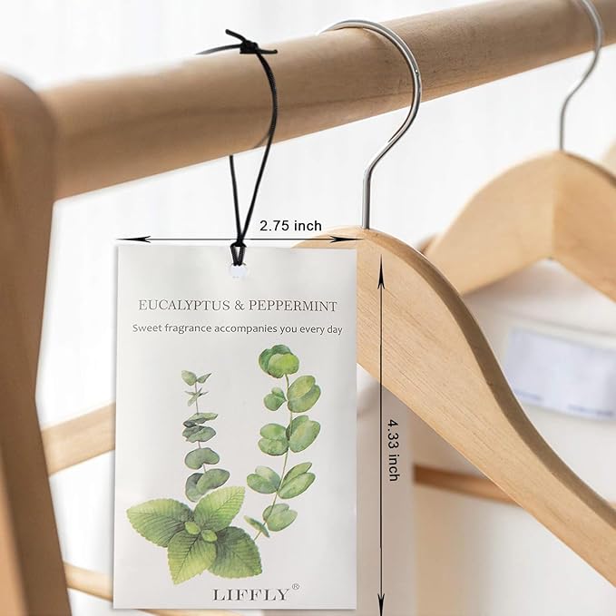 LIFFLY 14 Packs Eucalyptus Peppermint Scented Sachets fit Drawers and Closets