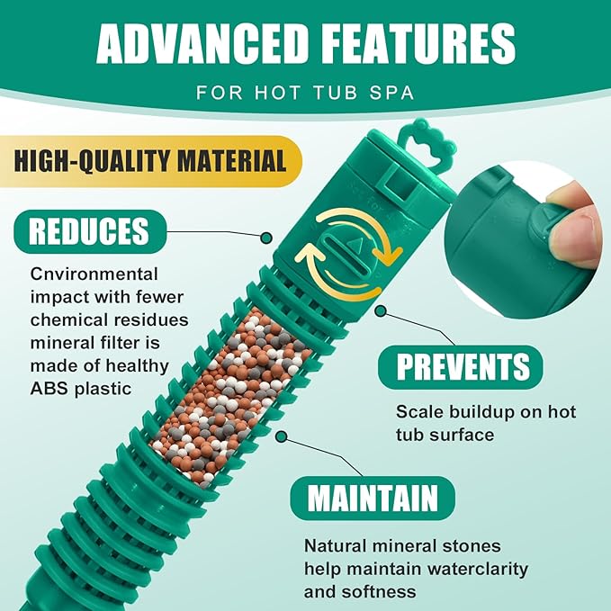 Replacement for Frog Filter Mate Mineral Cartridge, Prefilled Spa Stick Inserts for Hot Tubs, Reduces Chlorine/Bromine by 50%, Lasts 4 Months, Works for Frog Spa Sanitizing Systems