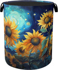 Starry Sky Sunflower Laundry Basket - Heavy Duty 60L Dirty Clothes Organizer, Water Resistant Foldable Hamper for Men Women