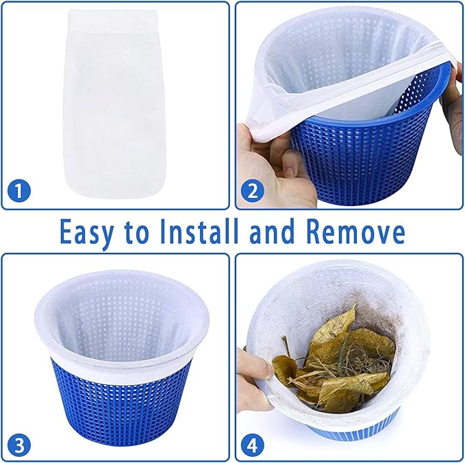 100 Pack Pool Skimmer Socks, Pool Filter Socks Works Perfect with Pool Skimmer for Inground and Above Ground Pool Skimmer Basket/ Hot Tub Filter, Ultra Fine Mesh Socks Filter Debris and Leaves