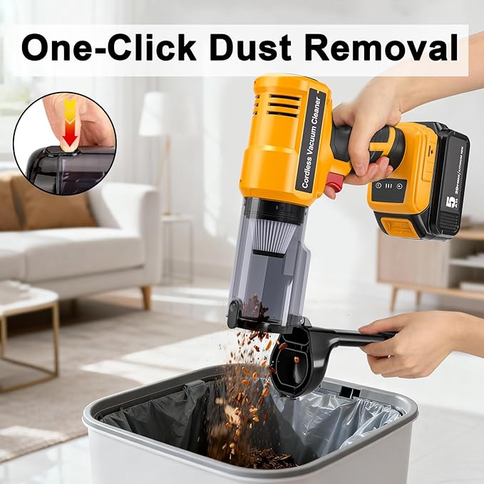 Adisipsoarin Cordless Vacuum Cleaner for Dewalt 20V Battery, Electric Handheld Vacuum Cleaner with 105AW Powerful Suction, Portable Vacuum Cleaner for Floor, Carpet, Car, Home (Battery Not Included)